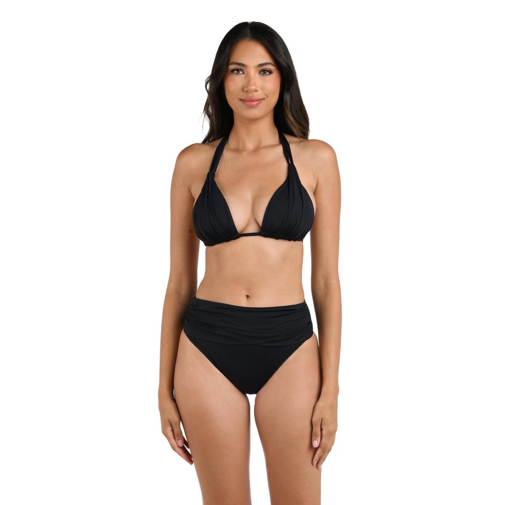 La Blanca Island Goddess Halter Triangle Swimsuit Top Black 14